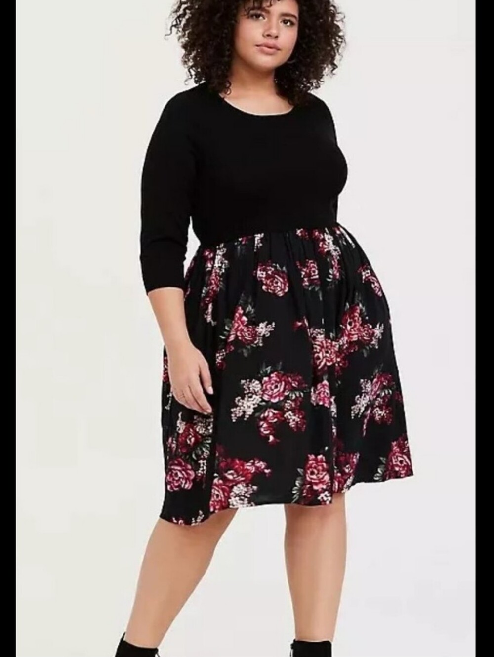 Torrid Black Floral Sweater-Top Dress 0x